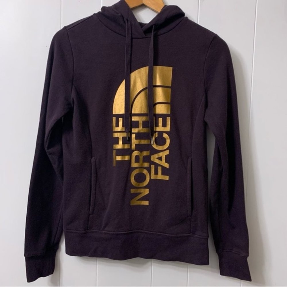 The North Face Eggplant Purple Gold Metallic Hoodie Hooded Sweatshirt Comfy
